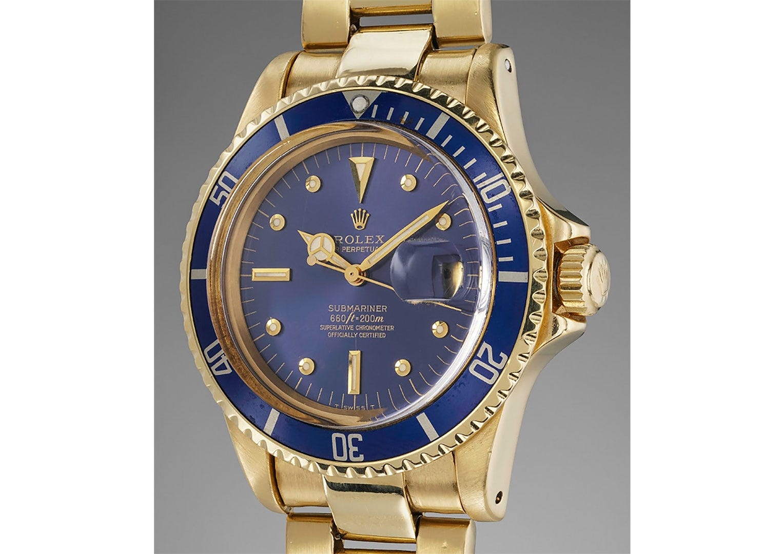 A yellow-gold Submariner 1680, which gave it a more luxurious feel. Image courtesy of Phillips