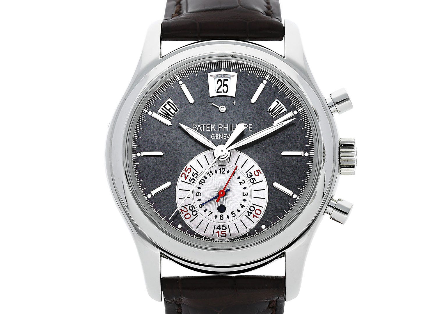 This model featured the brand's first in-house self-winding chronograph. Image courtesy of Bonhams